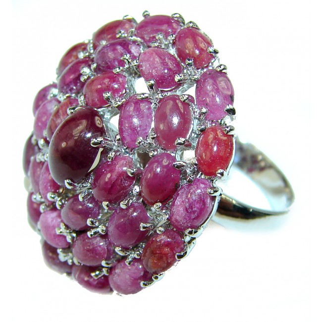 Exceptional Quality Authentic Star Ruby .925 Sterling Silver large Statement Ring size 8 1/2