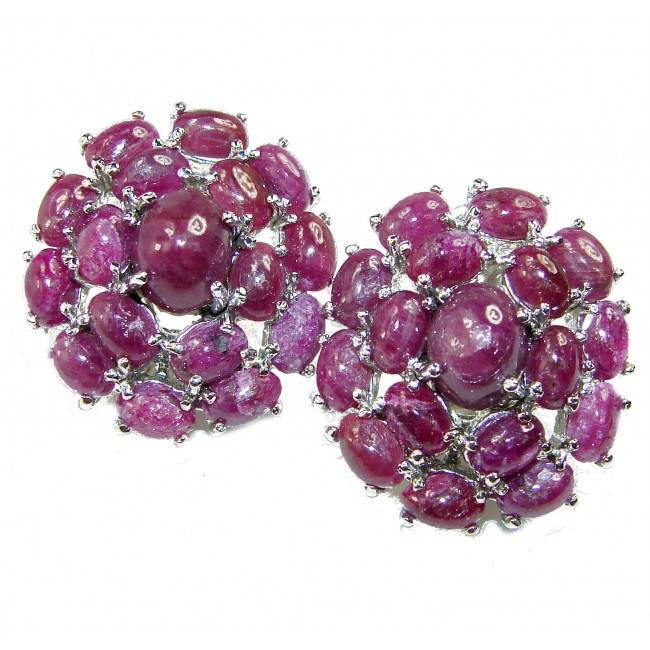12.5 carat Star Ruby multicolor Sapphire .925 Sterling Silver handcrafted earrings