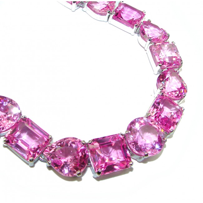 Mesmerizing 112.5 grams Huge Electric Pink Topaz .925 Sterling Silver handcrafted necklace