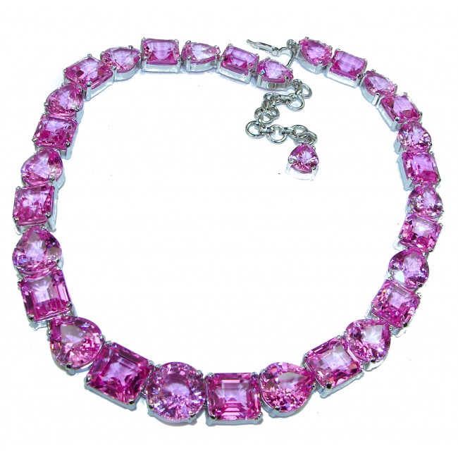 Mesmerizing 112.5 grams Huge Electric Pink Topaz .925 Sterling Silver handcrafted necklace
