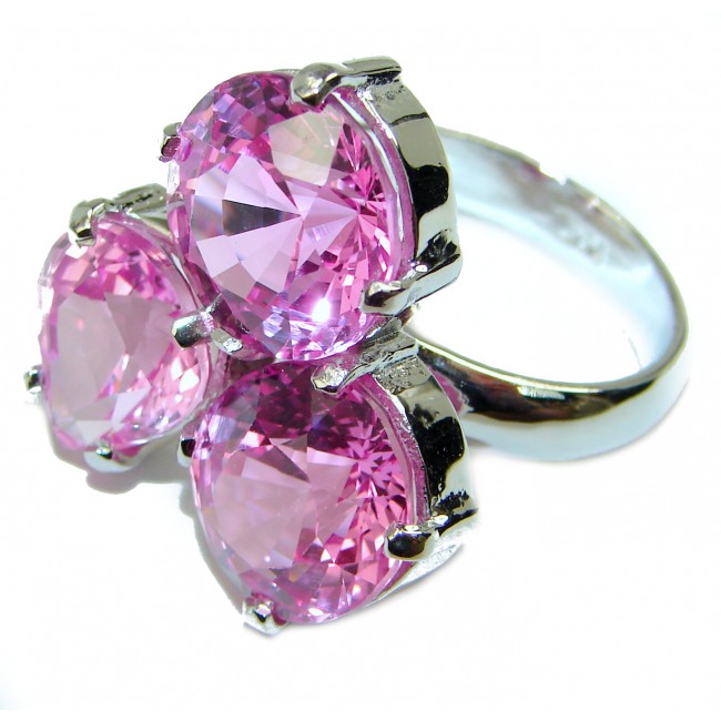 Mesmerizing Hot Pink Topaz .925 Silver handcrafted Cocktail Ring s. 9
