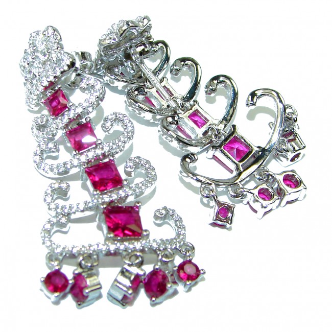 Luxurious Red Topaz .925 Sterling Silver handcrafted Earrings