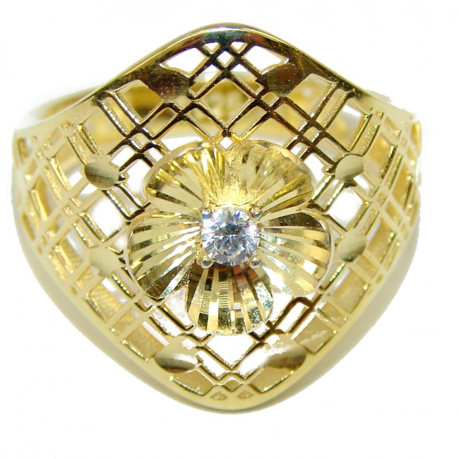 Golden Treasure White Topaz 14K Gold over .925 Sterling Silver Ring Size 9