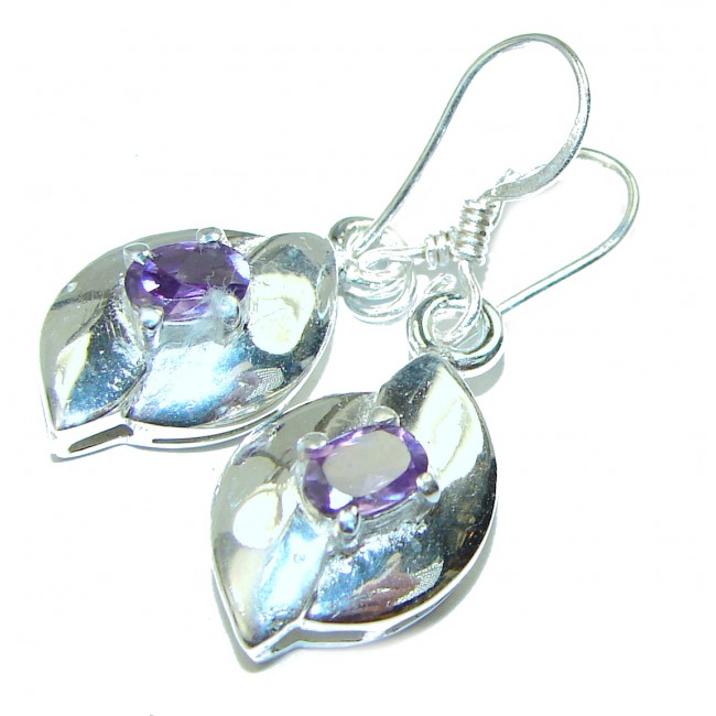 Authentic Amethyst .925 Sterling Silver Statement handcrafted Earrings