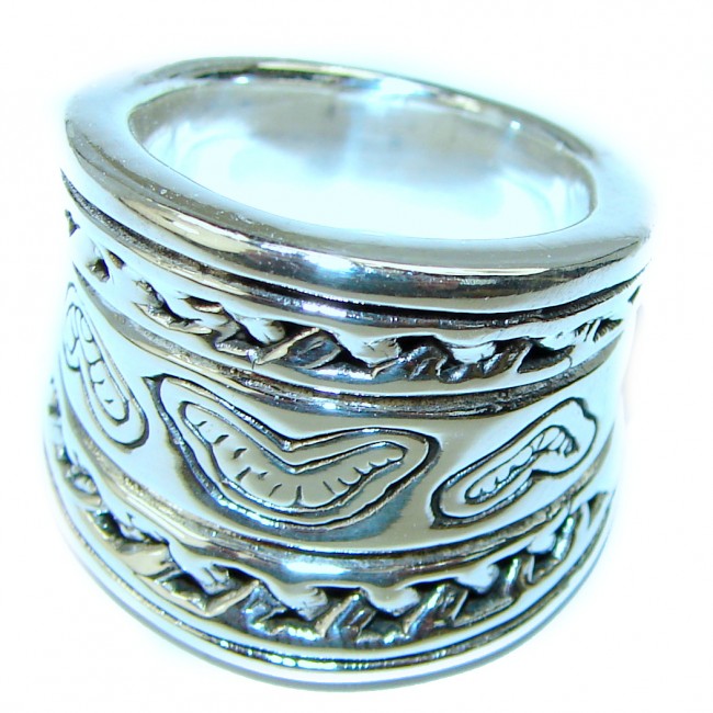 Large Bali made .925 Sterling Silver handcrafted Ring s. 7