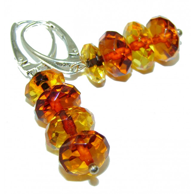 Faceted Baltic Polish Amber .925 Sterling Silver earrings