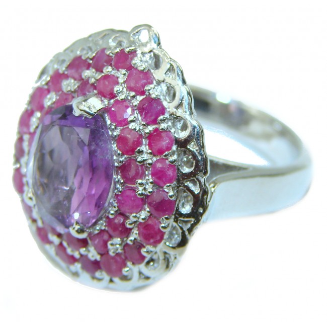 18.5 Carat Authentic African Amethyst .925 Sterling Silver Handcrafted Large Ring size 8