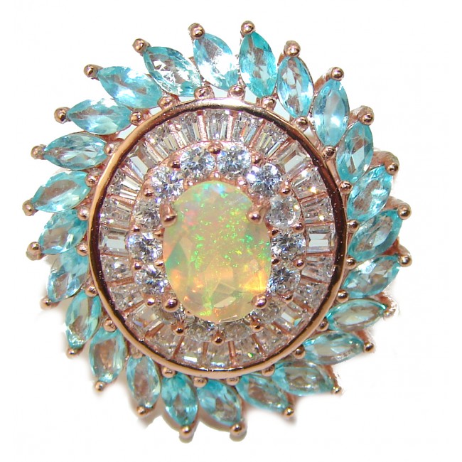 New Revolution Genuine 8.5 carat Ethiopian Opal Sapphire .925 Sterling Silver handmade Ring size 9