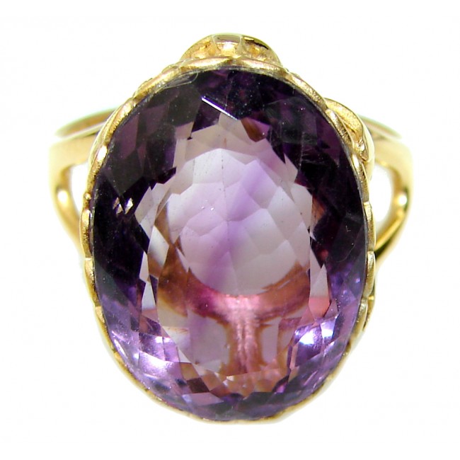 Spectacular 9.5 carat Amethyst 18K Gold over .925 Sterling Silver Handcrafted Ring size 9