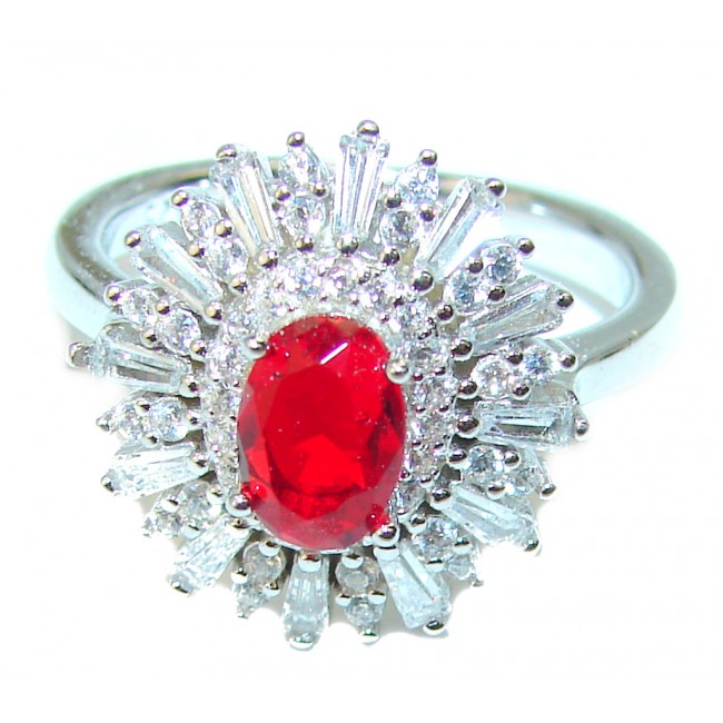 Authentic volcanic Red Helenite .925 Sterling Silver ring s. 7