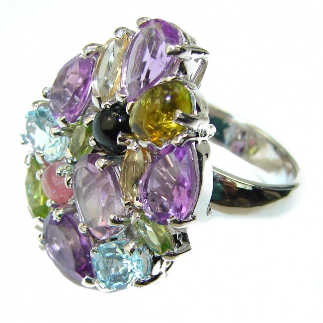 21.5 Carat Authentic Amethyst .925 Sterling Silver Handcrafted Large Ring size 8 1/2