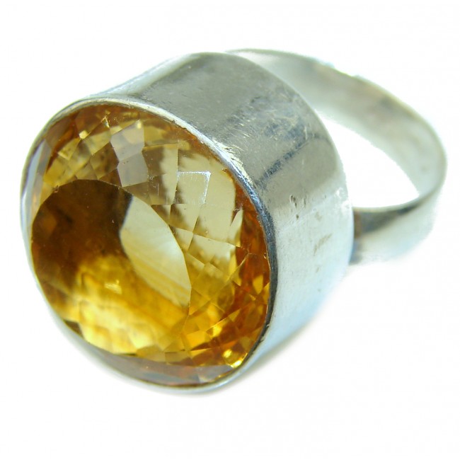 Authentic Citrine .925 Sterling Silver handmade Cocktail Ring s. 8