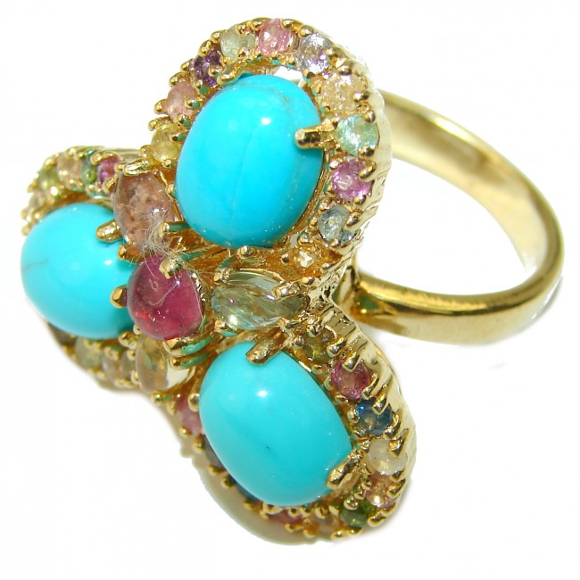 Just Perfection authentic Turquoise 14K Gold over .925 Sterling Silver Ring size 7 1/4