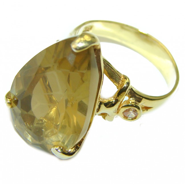 Authentic Citrine 14K Gold over .925 Sterling Silver handmade Cocktail Ring s. 7 3/4