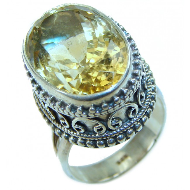 Authentic Citrine .925 Sterling Silver handmade Cocktail Ring s. 6