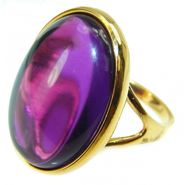 Spectacular Amethyst 14K Gold over .925 Sterling Silver Handcrafted Large Ring size 9