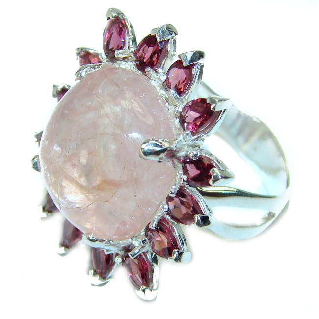 Real Beauty authentic Rose Quartz .925 Sterling Silver Large handcrafted Ring size 8