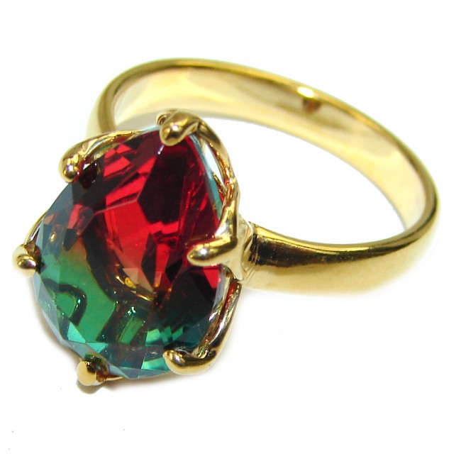 Brazilian Tourmaline 18K Gold over .925 Sterling Silver Perfectly handcrafted Ring s. 6 1/4