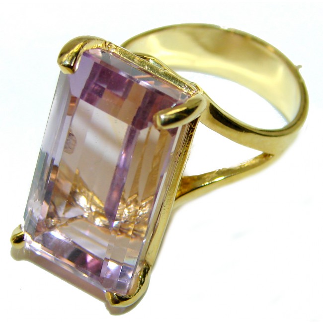 Spectacular Boquette cut 22.5 carat Amethyst 14K Gold over .925 Sterling Silver Handcrafted Ring size 7