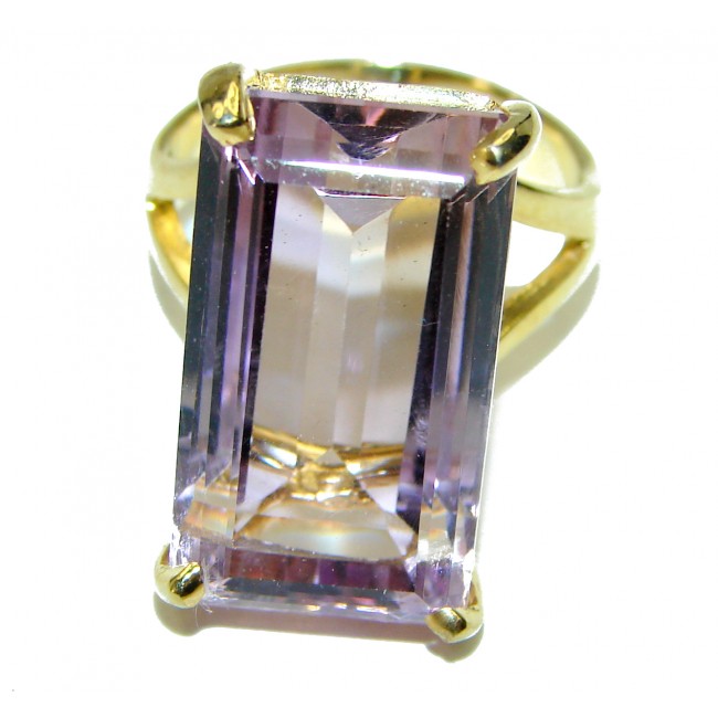 Spectacular Boquette cut 22.5 carat Amethyst 14K Gold over .925 Sterling Silver Handcrafted Ring size 7