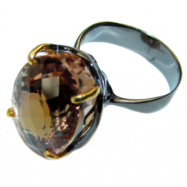 25 carat authentic Ametrine black rhodium over .925 Sterling Silver handcrafted Ring s. 7 1/2