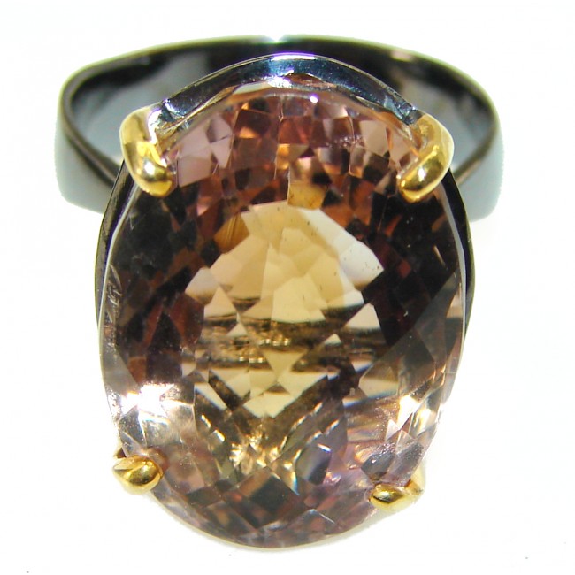 25 carat authentic Ametrine black rhodium over .925 Sterling Silver handcrafted Ring s. 7 1/2