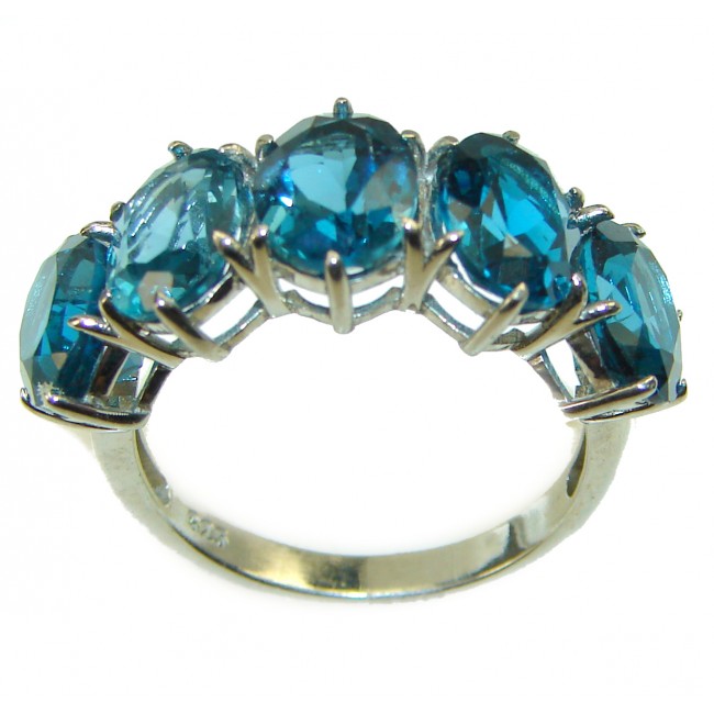 Magic Perfection London Blue Topaz .925 Sterling Silver Ring size 7 1/4