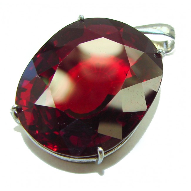 48.5 carat Deep Red Topaz .925 Sterling Silver handmade Pendant