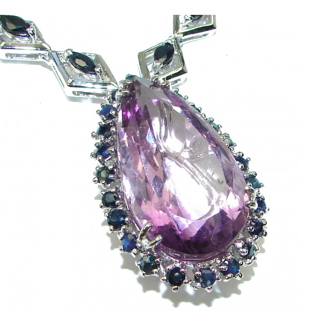 Exquisite Beauty authentic Amethyst Sapphire .925 Sterling Silver handcrafted necklace