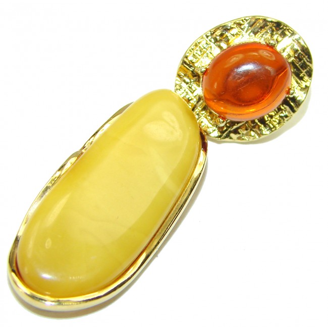 Prehistoric Golden Drop Baltic Polish Amber 14k Gold over .925 Sterling Silver handcrafted pendant