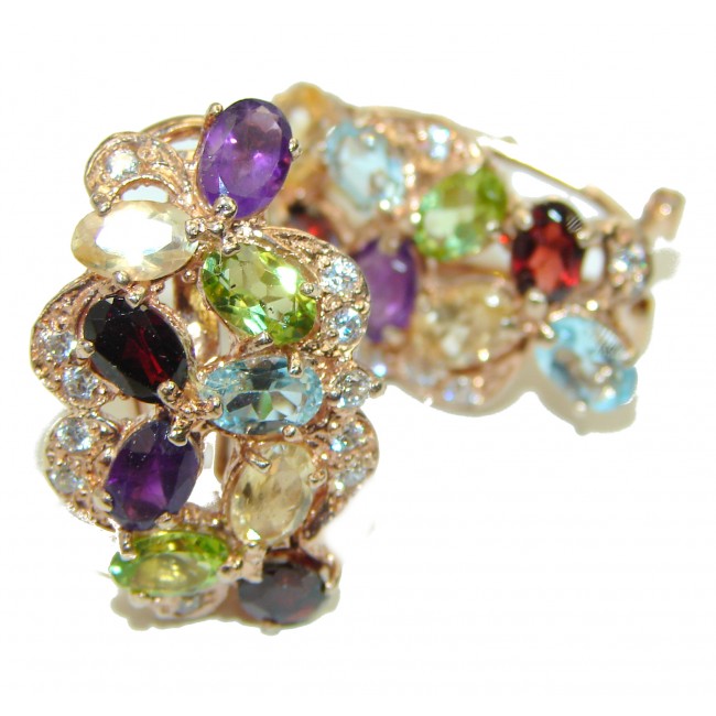 Artisan Design Multi gems 14K Gold over .925 Sterling Silver Handcrafted earrings
