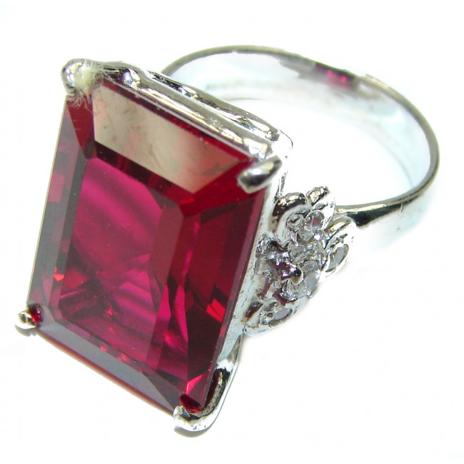 Carmen Lucia Red Topaz .925 Silver handcrafted Cocktail Ring s. 8