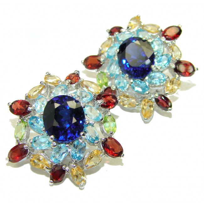 Perfect Star Blue London Blue Topaz .925 Sterling Silver handmade earrings