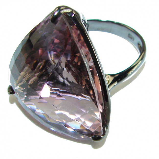 Huge 28.9 carat authentic Ametrine black rhodium over .925 Sterling Silver handcrafted Ring s. 9