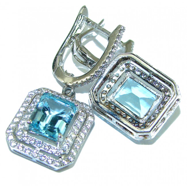 Endless Ocean natural Swiss Blue Topaz .925 Sterling Silver handcrafted earrings