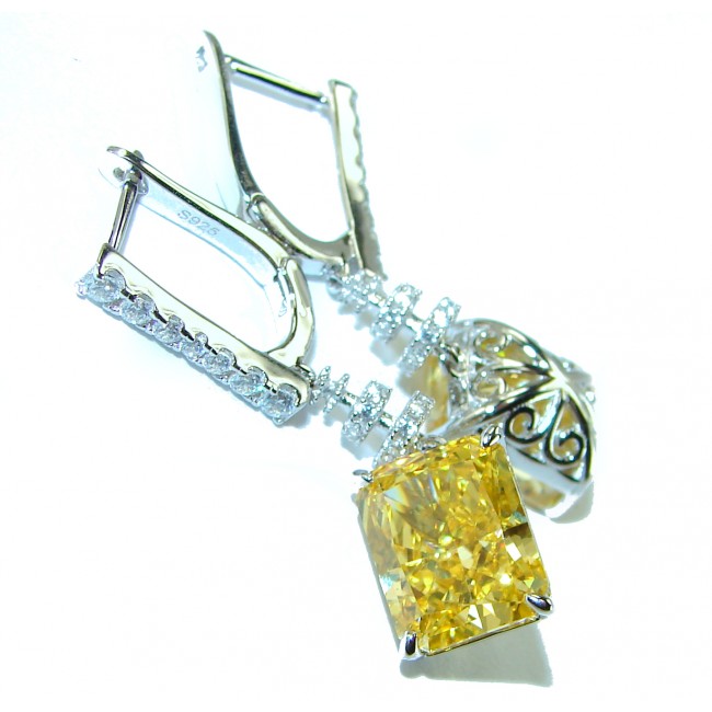 10.5 carat Yellow Sapphire .925 Sterling Silver handcrafted earrings