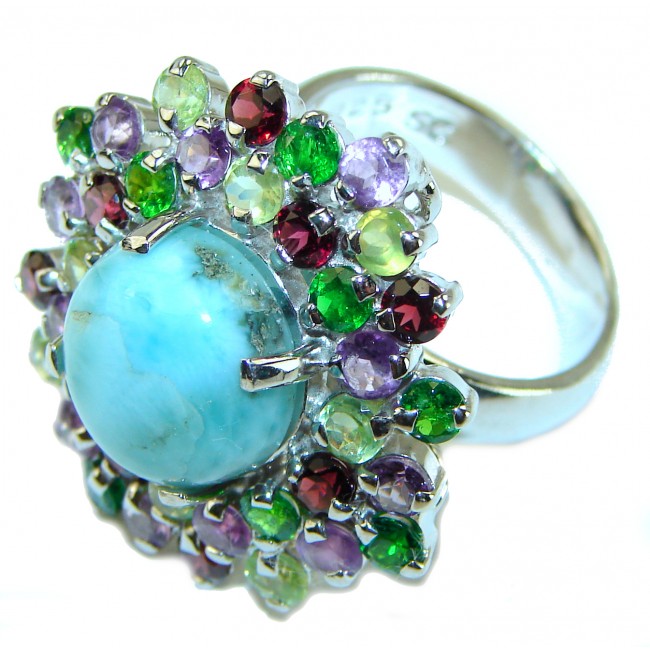 Caribbean authentic Larimar .925 Sterling Silver handmade ring size 7 1/2