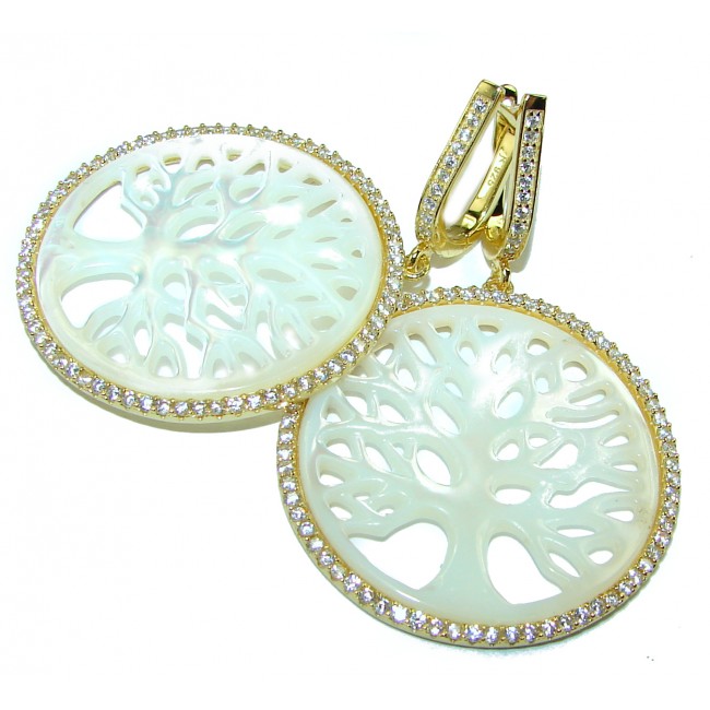 Family Tree Blister Pearl 14K Gold over .925 Sterling Silver handcrafted Earrings