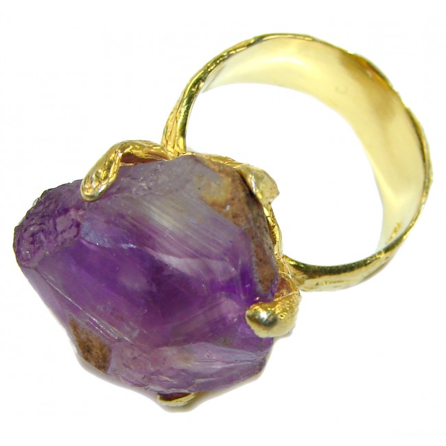 Authentic Rough Ametrine 14K Gold over .925 Sterling Silver Large Ring size 7 1/2