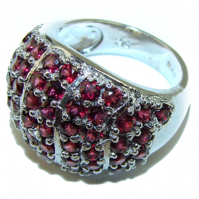 Red Beauty authentic Garnet .925 Sterling Silver Large handcrafted Ring size 7 3/4