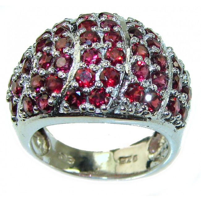 Red Beauty authentic Garnet .925 Sterling Silver Large handcrafted Ring size 7 3/4