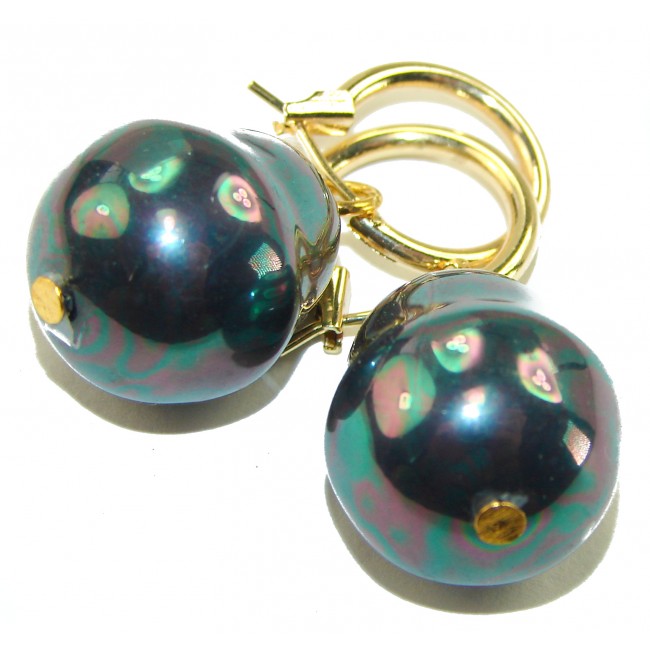 Black Blister Pearl 14K Gold over .925 Sterling Silver handcrafted Earrings