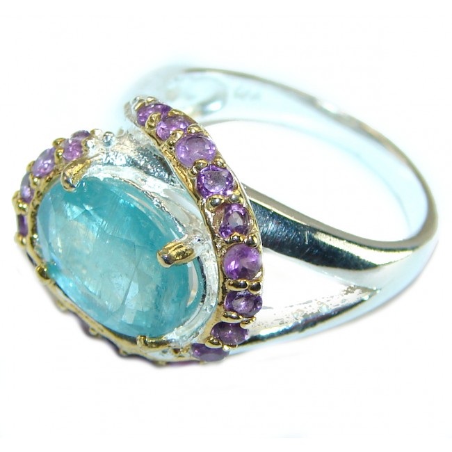 Luxurious Apatite .925 Sterling Silver handmade ring s. 7 1/4