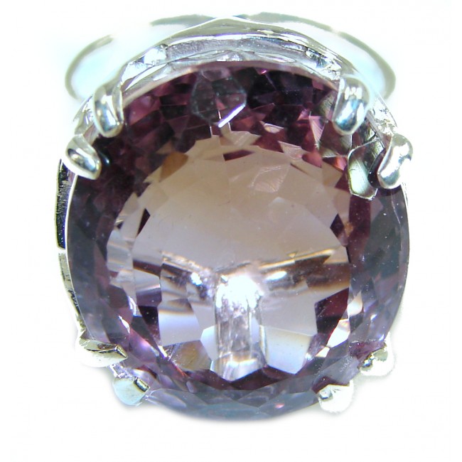 Huge 25.5 carat authentic Ametrine .925 Sterling Silver handcrafted Ring s. 8
