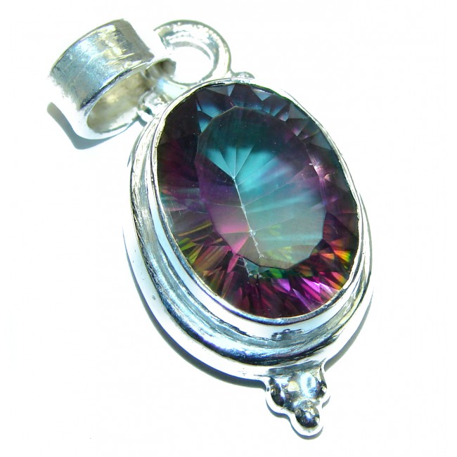 10.5 carat oval cut Mystic Topaz .925 Sterling Silver handcrafted Pendant