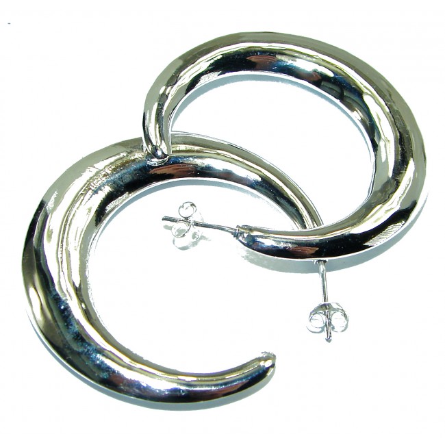 Huge .925 Sterling Silver handmade Bali made Hoop Earrings