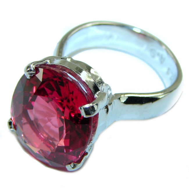 Carmen Lucia Red Topaz .925 Silver handcrafted Cocktail Ring s. 7 1/2