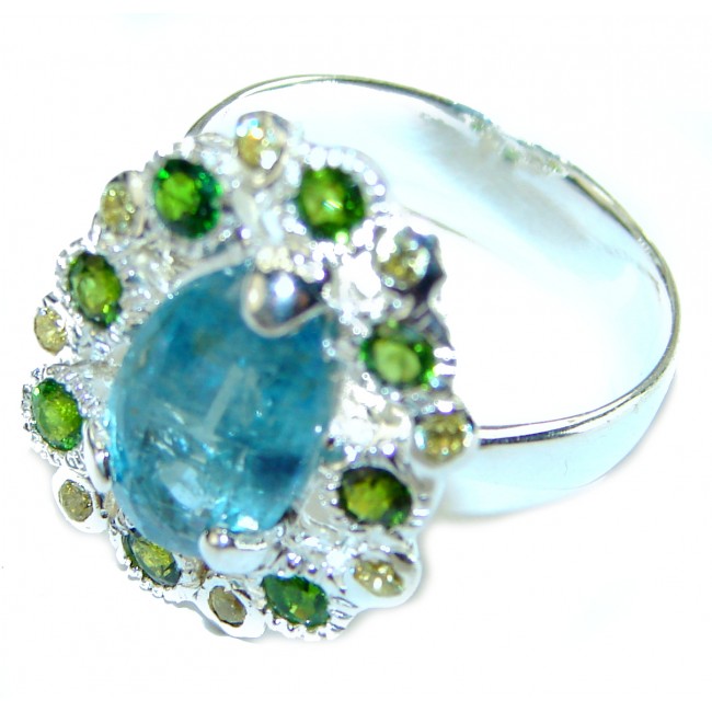 Luxurious Apatite .925 Sterling Silver handmade ring s. 7 1/2