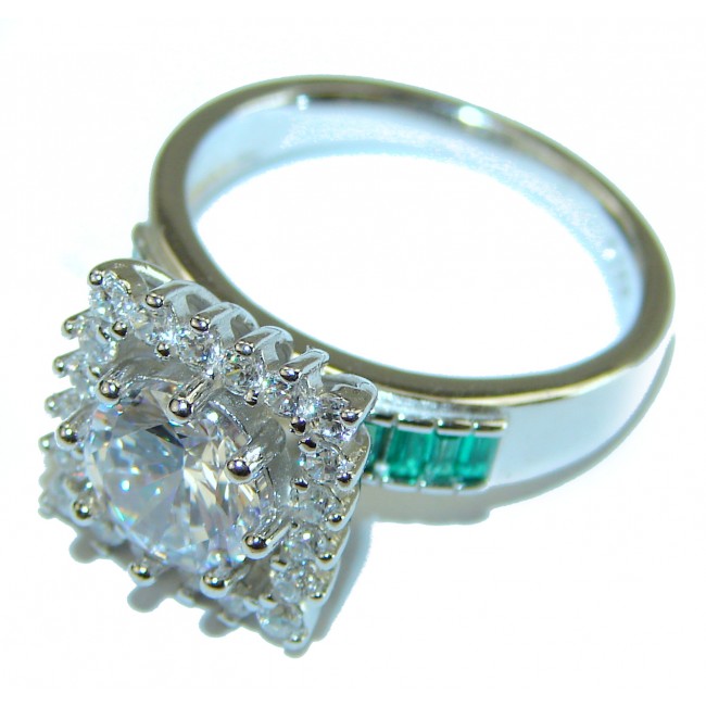 Spectacular White Topaz Emerald .925 Sterling Silver ring size 7 1/4