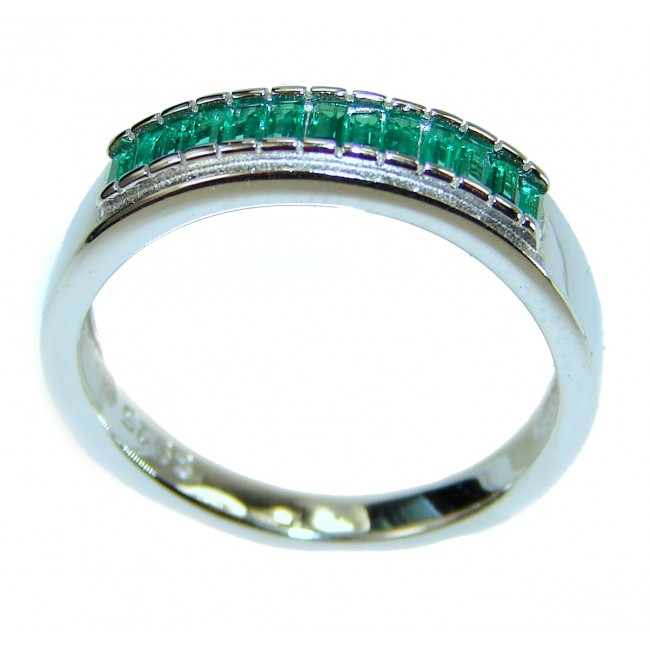 Spectacular White Topaz Emerald .925 Sterling Silver ring size 7